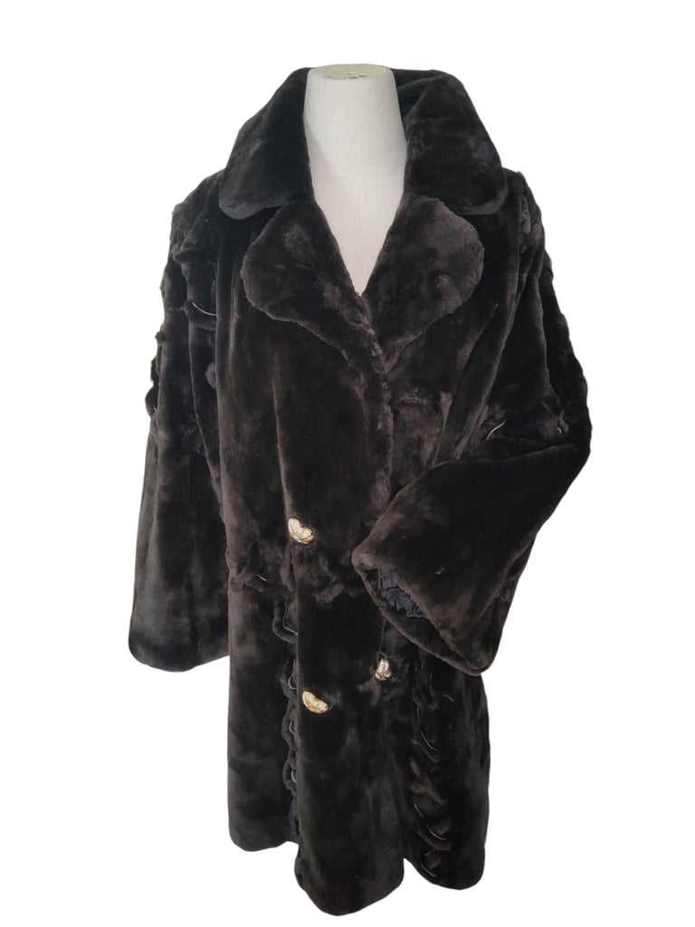 Brand New Zuki Sheared Beaver Fur Coat with Fur Trim (Size 14) ~no duties