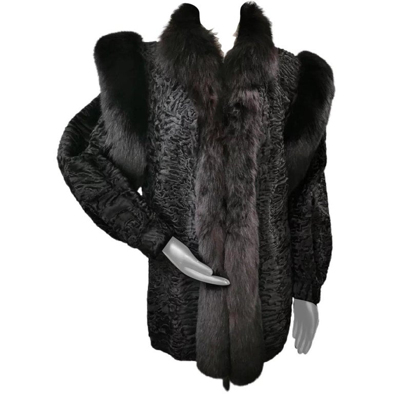 Birger Christensen swarkara with fox fur coat coat 10/M ~no duties