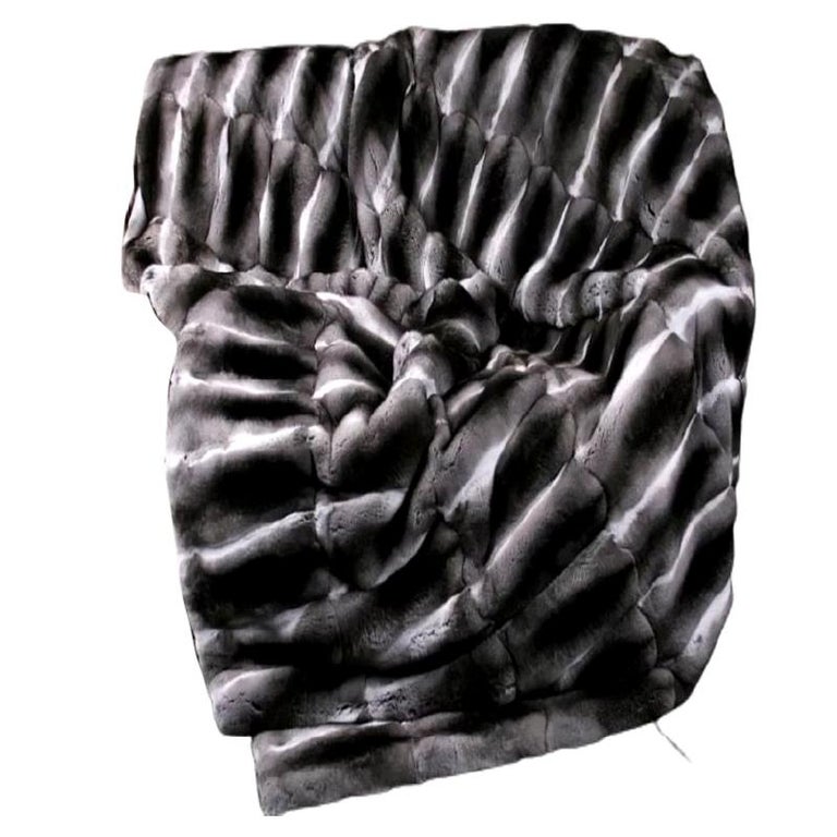 Brand New Black Velvet Chinchilla Fur blanket Mink fur (Queen Size 90"x100")