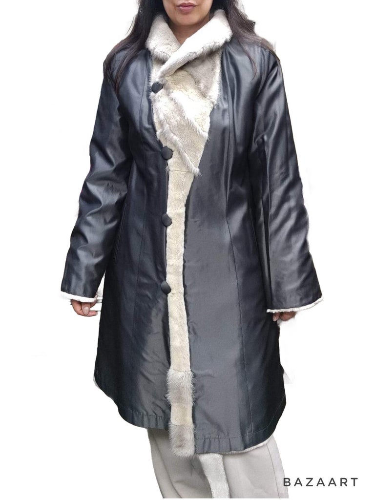 Brand New Sapphire sheared Mink Fur Coat reversible size 10 (M)