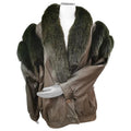 Saga fox leather coat dyed shadow fox fur trim and sleeves size 12 ~no duties
