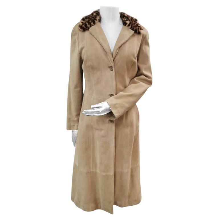 Dolce and Gabbana Lamb Suede Coat with Mink Fur Trim (S 4-6/S)
