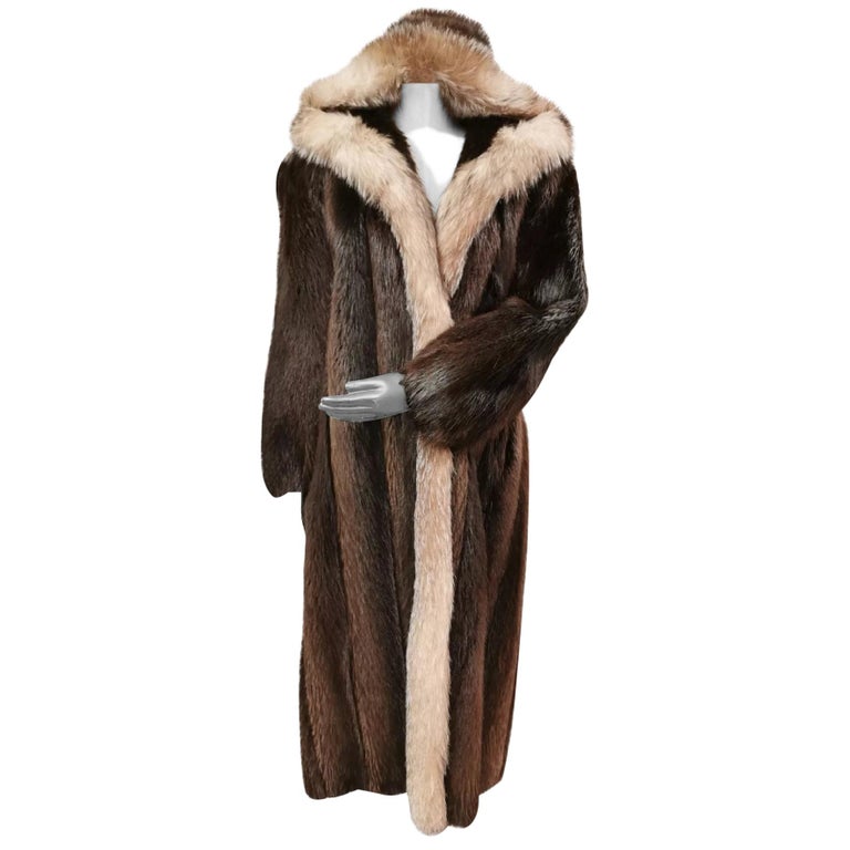 Vincenzo Beaver Fur Hooded Coat With Fox Fur Trim (Size 12-L) ~no duties