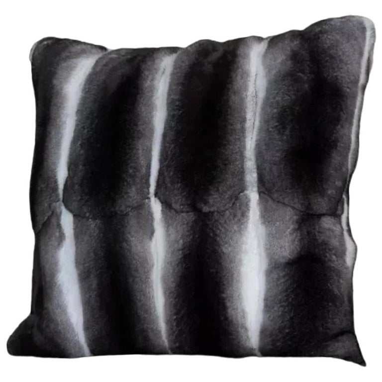 Brand New Black Velvet Chinchilla Fur Pillows (12"x12") ~no duties