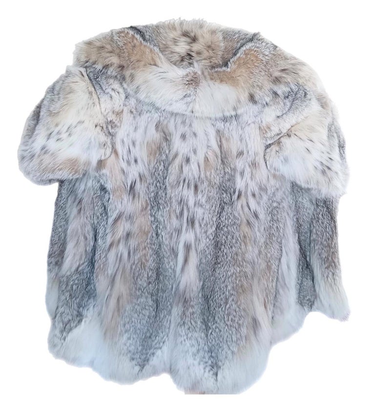New lightweight Canadian lynx fur coat detachable hood size 24 XXL ~no duties