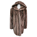 Unused blue iris mink fur coat with a hood size 12 ~no duties
