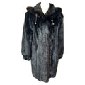 Unused ranch mink fur coat with a hood size 10