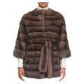 Barguzine Horizontal Sable Belted Stroller Coat size XS