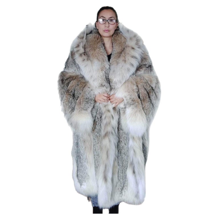 Brand new lightweight Canadian lynx fur coat detachable hood size 24 ~no duties
