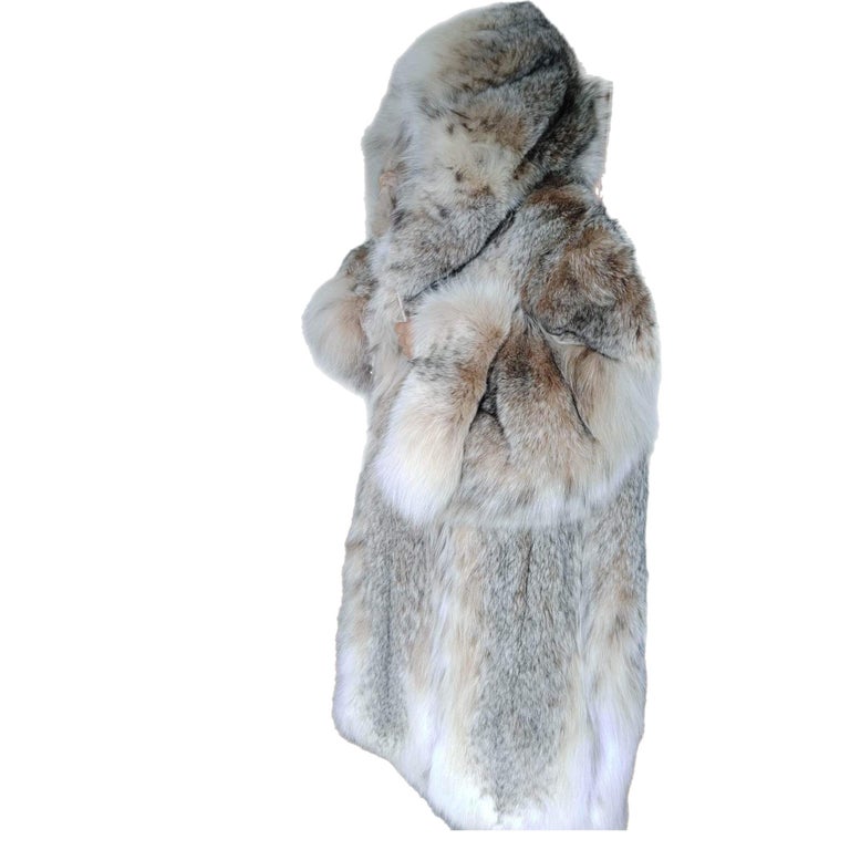 Brand new lightweight Canadian lynx fur coat detachable hood size 24 ~no duties