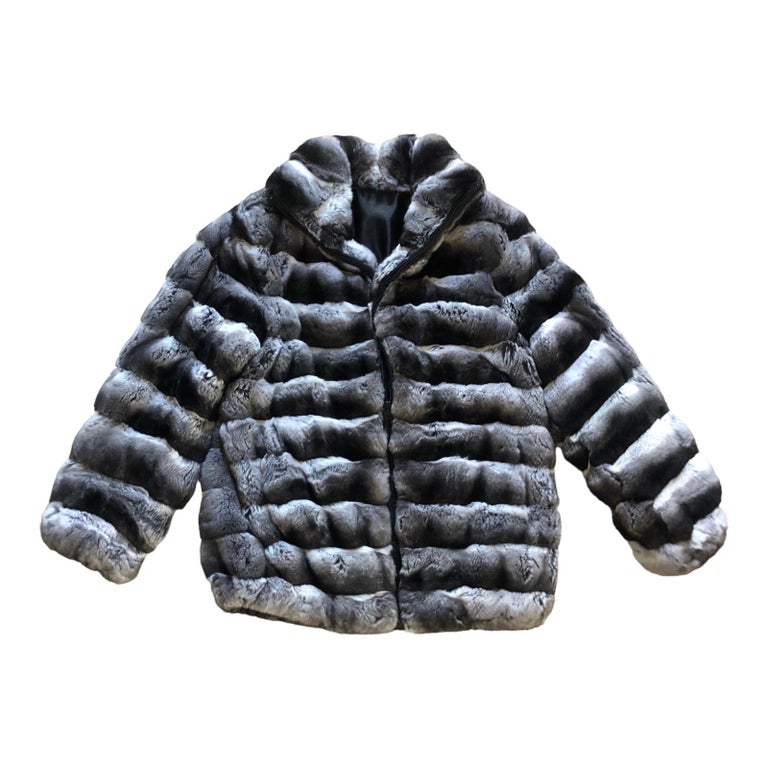 Brand new Unisex Chinchilla Fur bomber Coat 44 men's 16 L ~no duties
