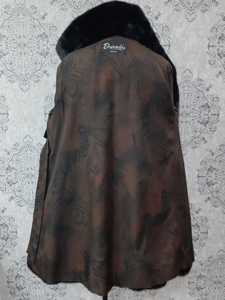 Unused ranch mink fur coat with a hood size 8