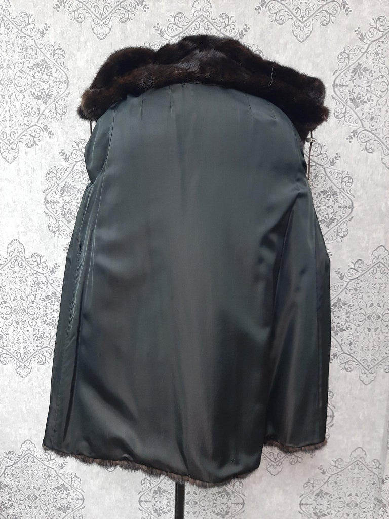 Unused mink fur coat with a hood size 10