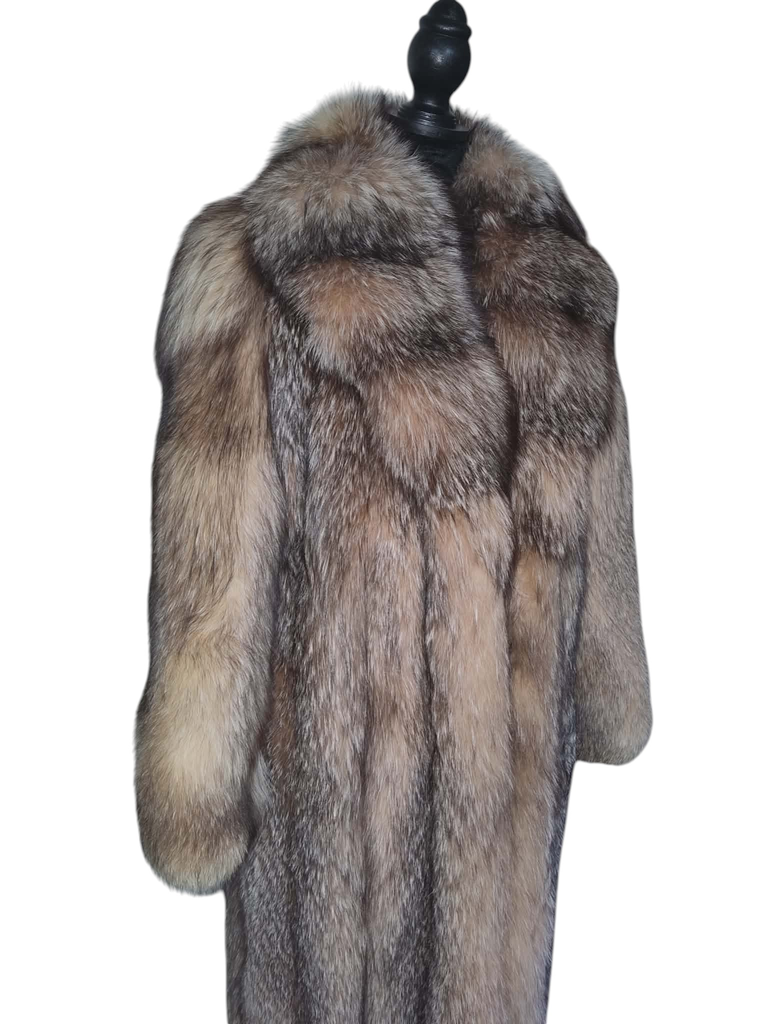 Unused Vintage Crystal fox fur coat 8/M ~no duties