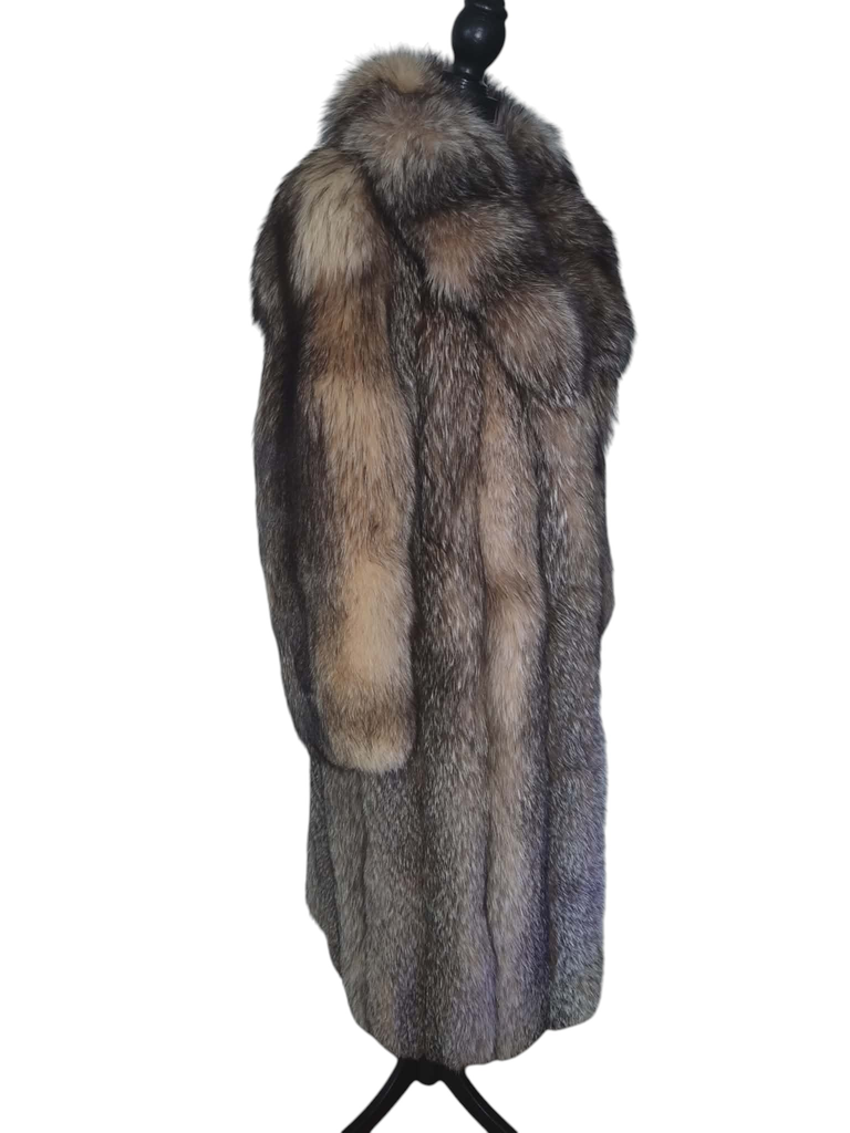 Unused Vintage Crystal fox fur coat 8/M ~no duties