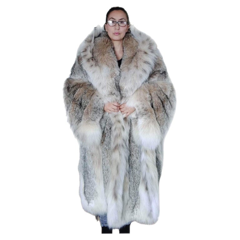lightweight Canadian lynx fur coat with detachable hood size 12/L ~no duties