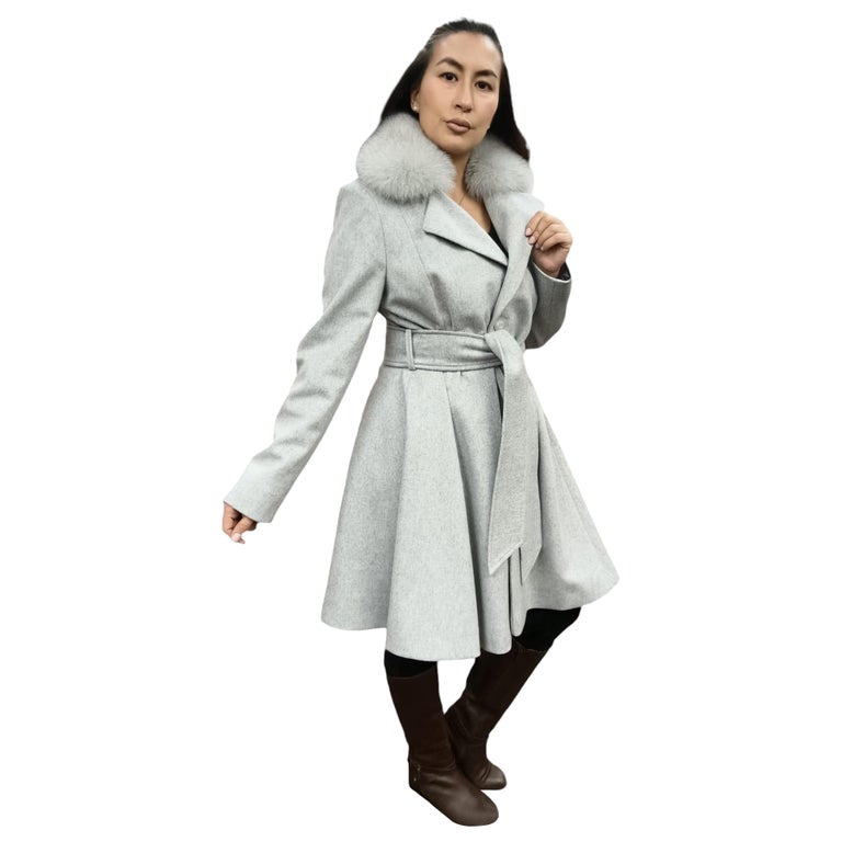 Brand new Loro Piana Gray coat fox fur collar ~no duties