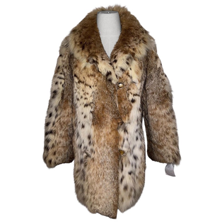 Mint bobcat lynx fur coat size 4-6 ~no duties