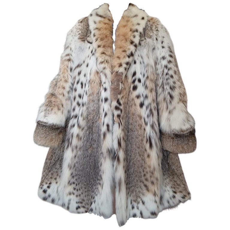 Mint white belly bobcat lynx fur coat 12- 18/XL ~no duties