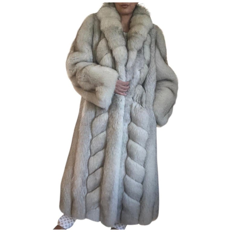 Mint chevron Norwegian fox fur coat 12/M