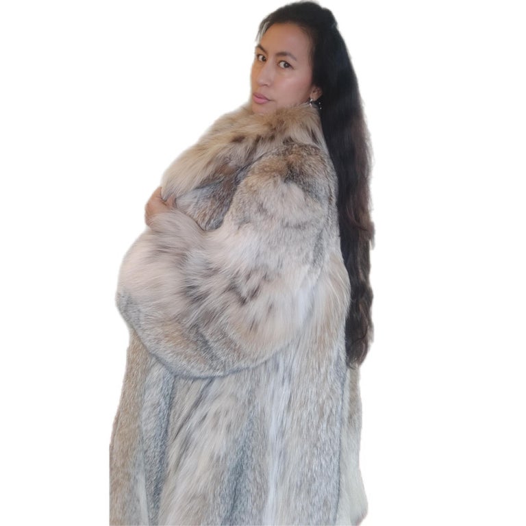 Lightweight Canadian lynx fur coat size 20 L ~no duties