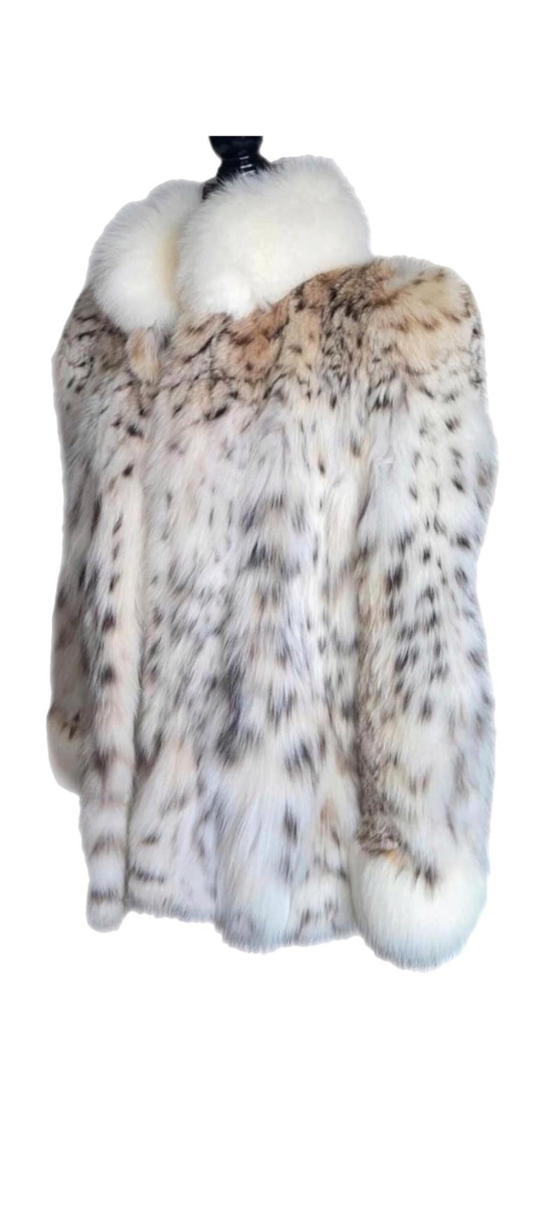 Rare bobcat belly lightweight lynx fur coat size 12-14 ~no duties