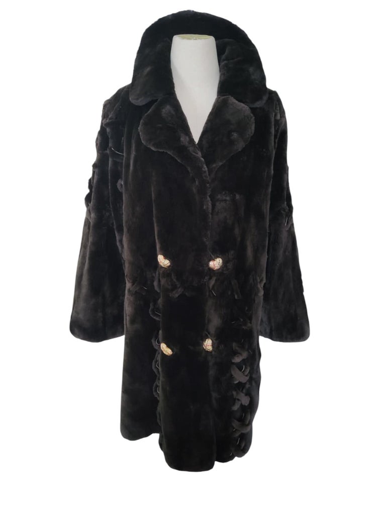 Brand New Zuki Sheared Beaver Fur Coat with Fur Trim (Size 14) ~no duties