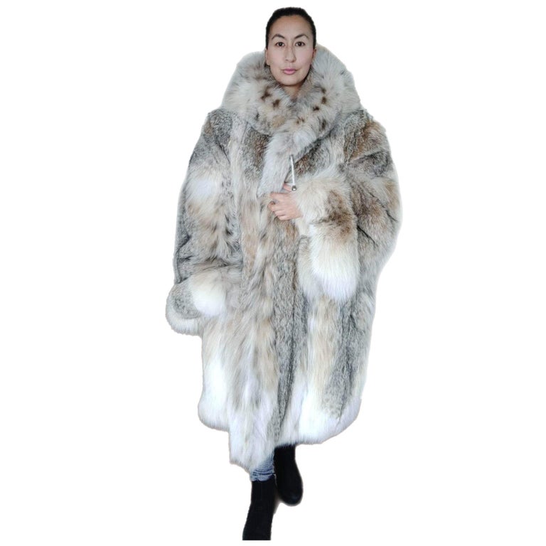 Brand new lightweight Canadian lynx fur coat detachable hood size 24 ~no duties