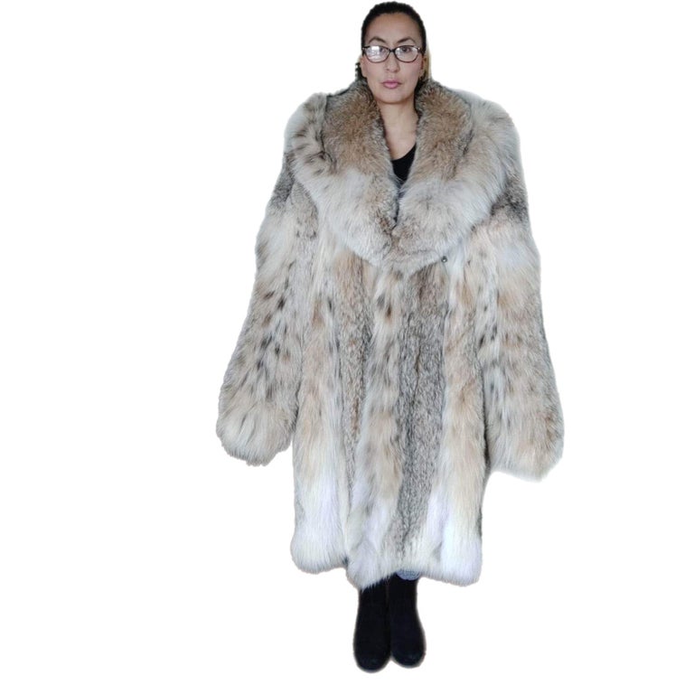 Brand new lightweight Canadian lynx fur coat detachable hood size 24 ~no duties