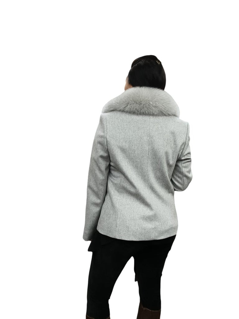 Brand new Loro Piana Gray coat fox fur collar ~no duties