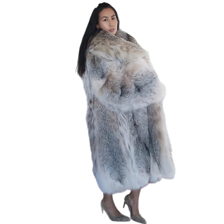 New lightweight Canadian lynx fur coat detachable hood size 24 XXL ~no duties