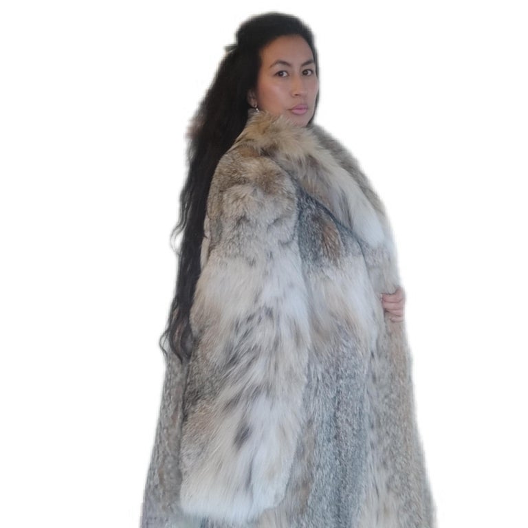 Lightweight Canadian lynx fur coat size 20 L ~no duties
