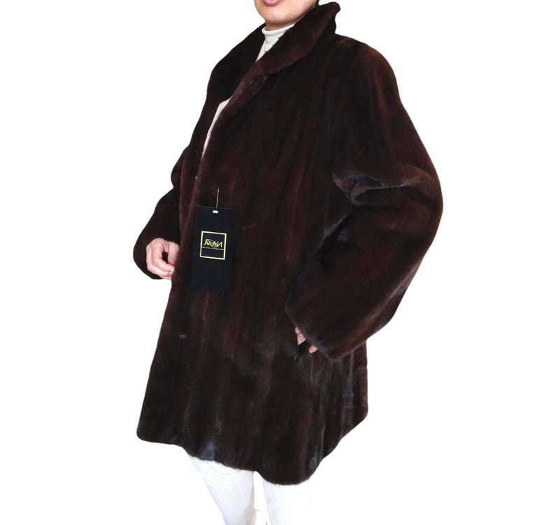 Brand new demi buff female mink fur coat size S 8 ~no duties