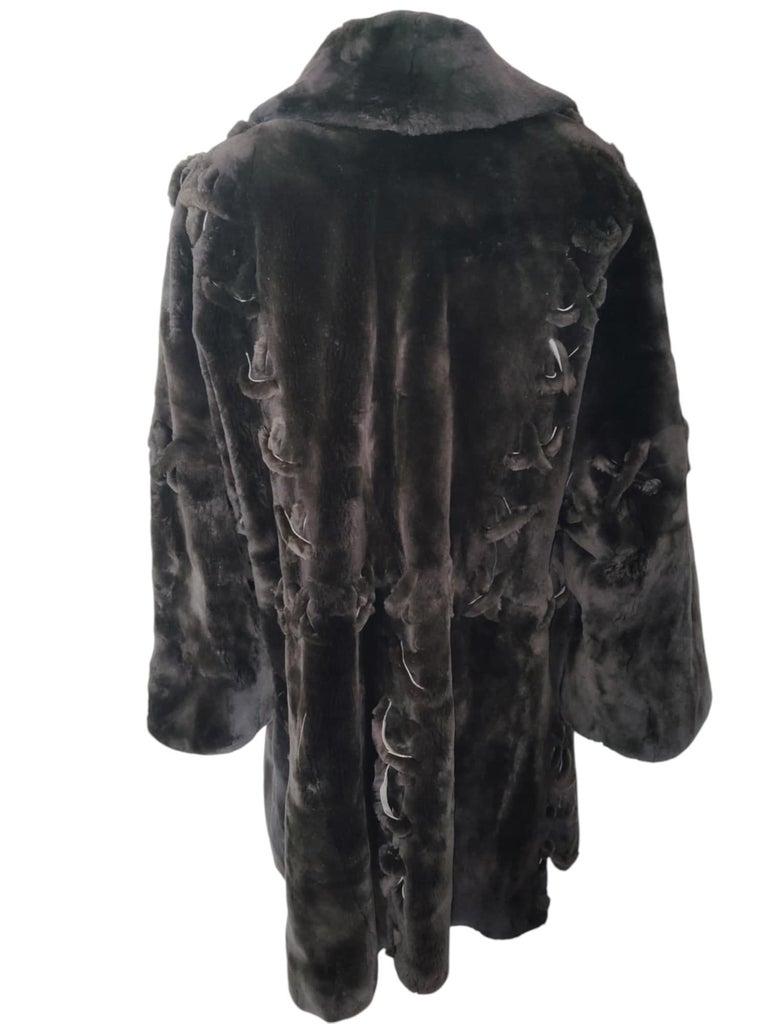 Brand New Zuki Sheared Beaver Fur Coat with Fur Trim (Size 14) ~no duties