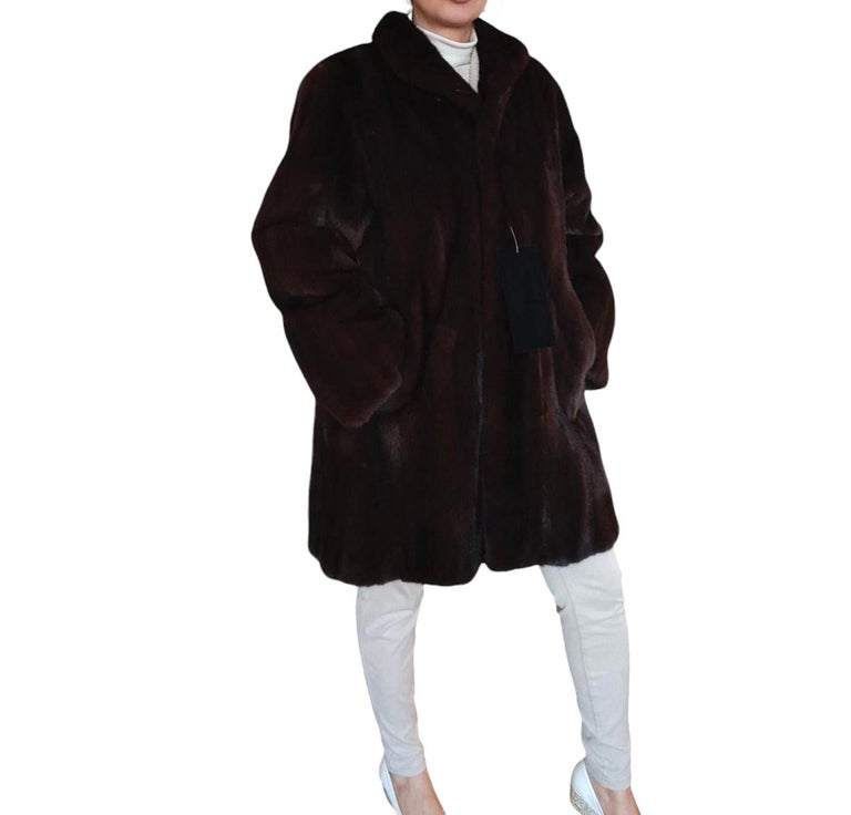 Brand new demi buff female mink fur coat size S 8 ~no duties