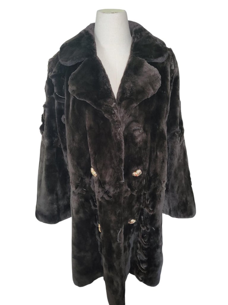 Brand New Zuki Sheared Beaver Fur Coat with Fur Trim (Size 14) ~no duties