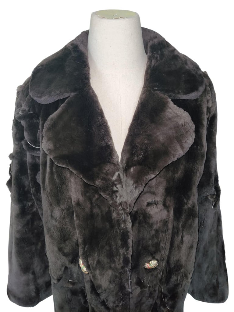 Brand New Zuki Sheared Beaver Fur Coat with Fur Trim (Size 14) ~no duties