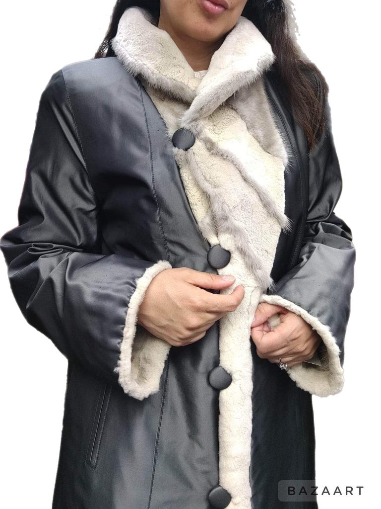 Brand New Sapphire sheared Mink Fur Coat reversible size 10 (M)