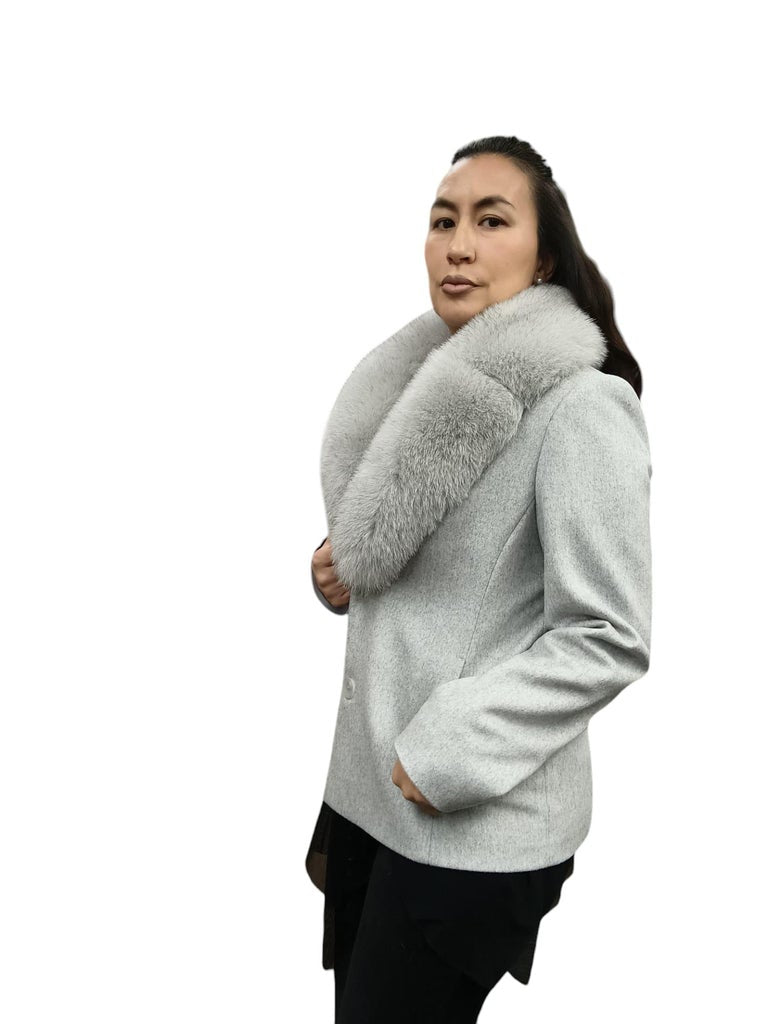 Brand new Loro Piana Gray coat fox fur collar ~no duties