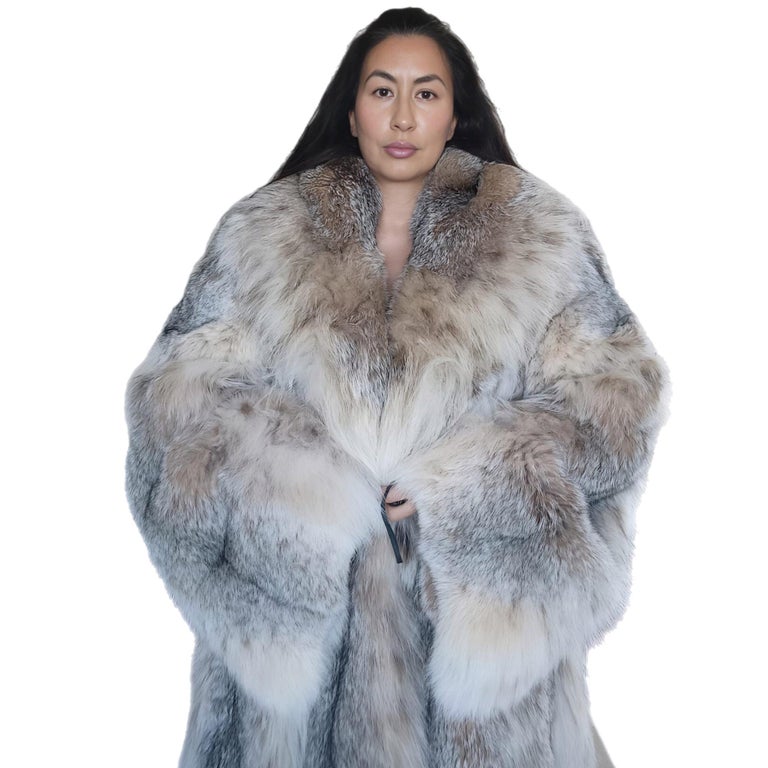 New lightweight Canadian lynx fur coat detachable hood size 24 XXL ~no duties