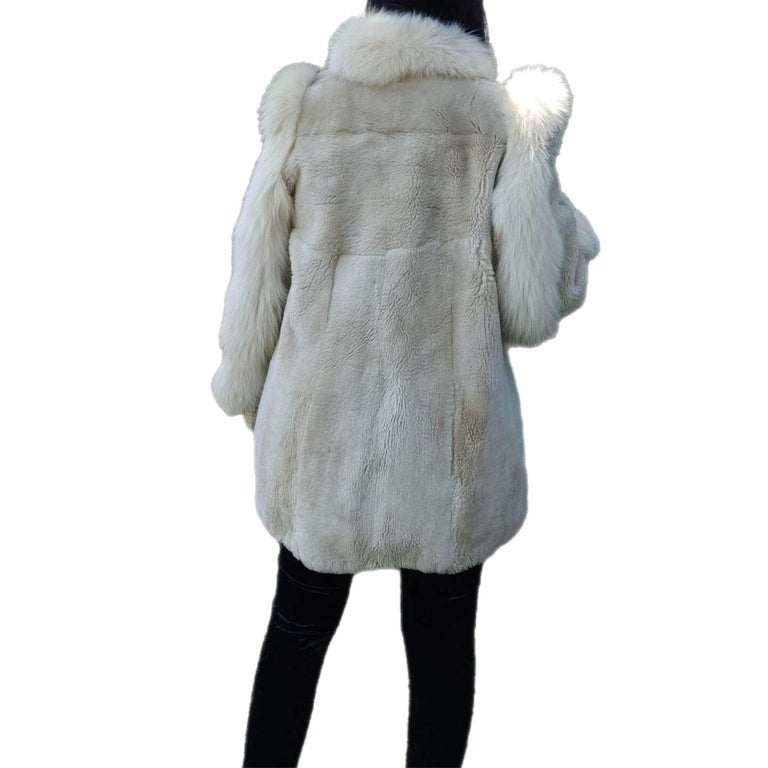Sheared Beaver Fur Coat with Fur Trim (Size 8-M) ~no duties
