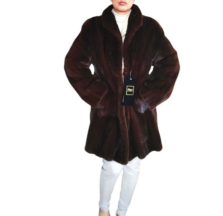 Brand new demi buff female mink fur coat size S 8 ~no duties
