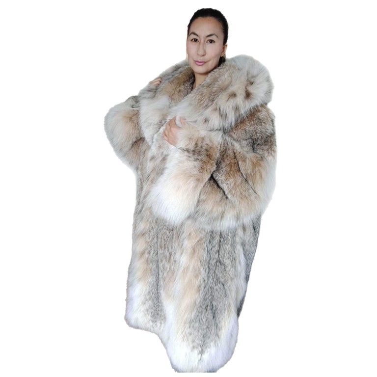 lightweight Canadian lynx fur coat with detachable hood size 12/L ~no duties