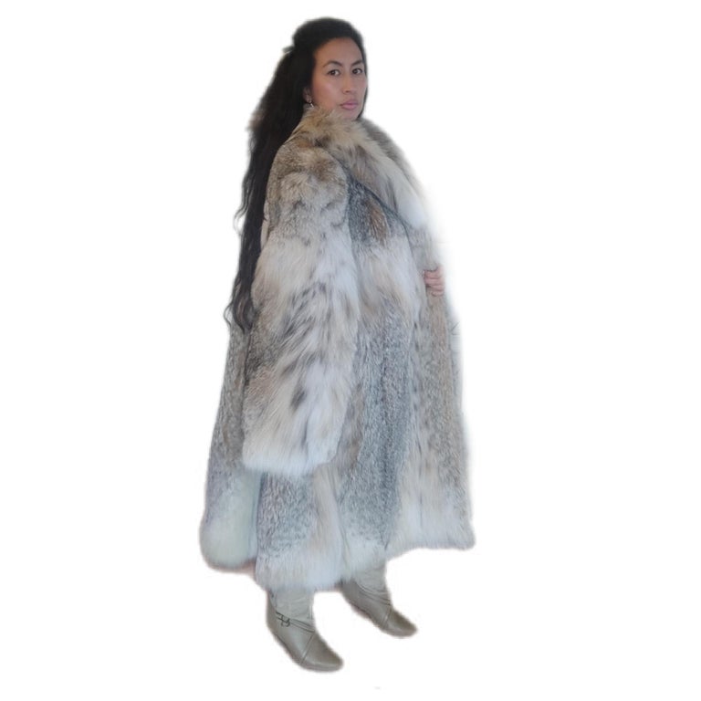 Lightweight Canadian lynx fur coat size 20 L ~no duties