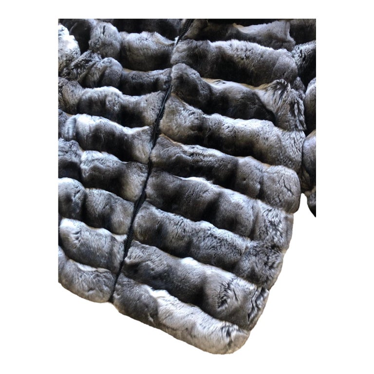Brand new Unisex Chinchilla Fur bomber Coat 44 men's 16 L ~no duties