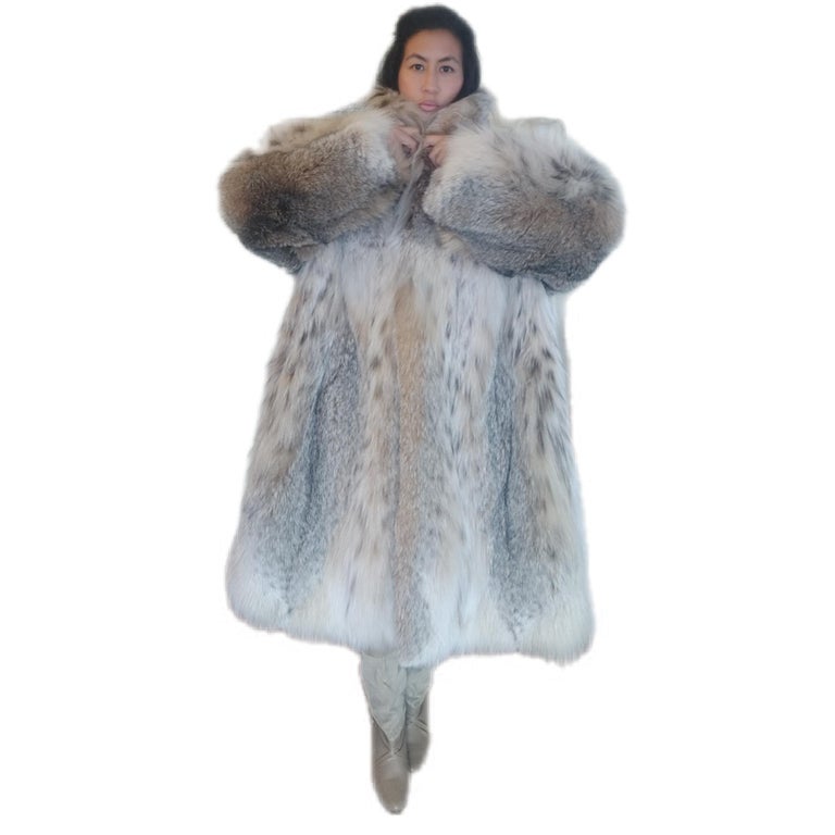 Lightweight Canadian lynx fur coat size 20 L ~no duties