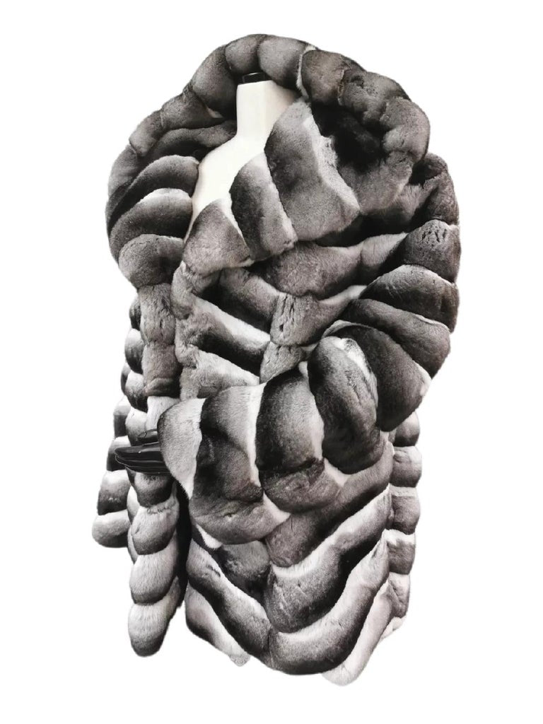 Brand new Unisex Chinchilla huge Fur Hood collar Coat 16 L