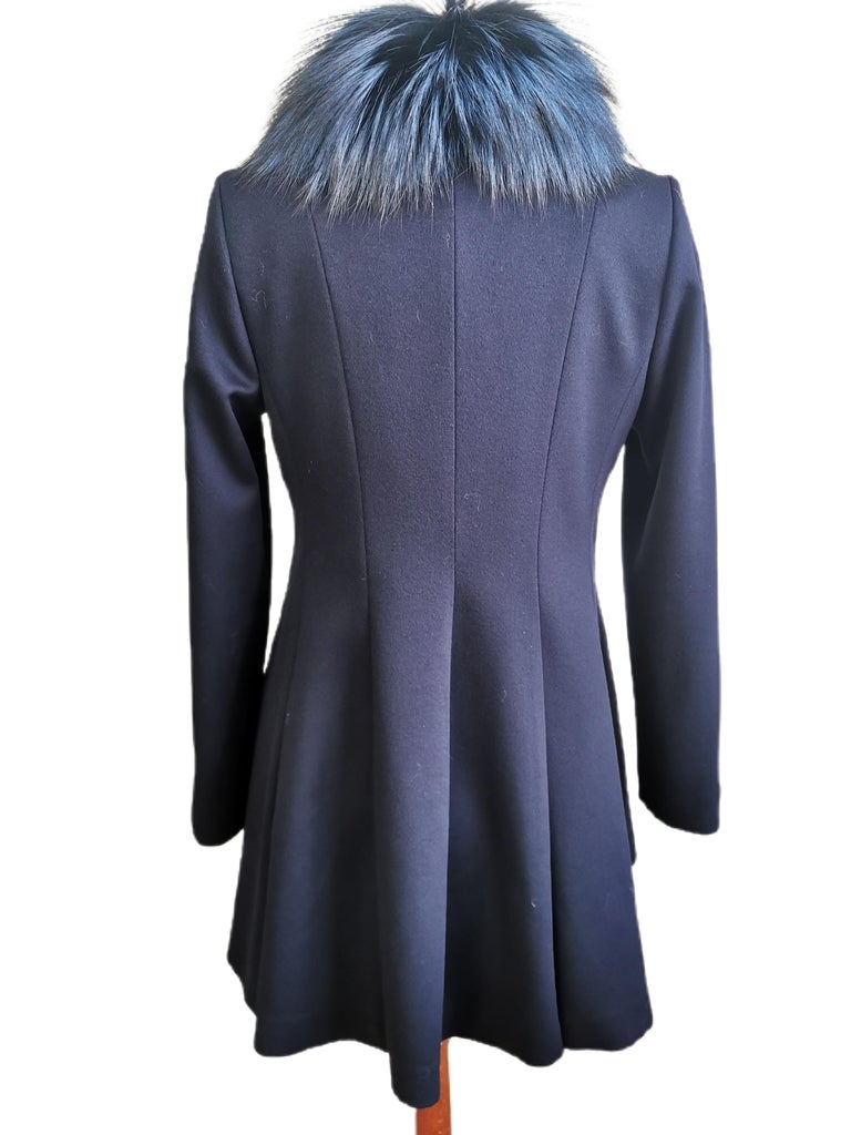 Brand new Navy Loro Piano with fox fur trim size 8