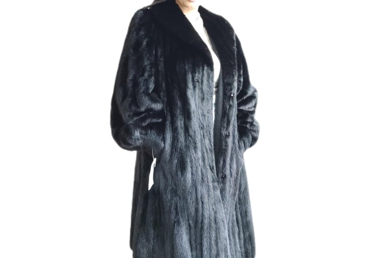 Brand New Christian Dior Black Mink Fur Swing Coat (Size 12-M)