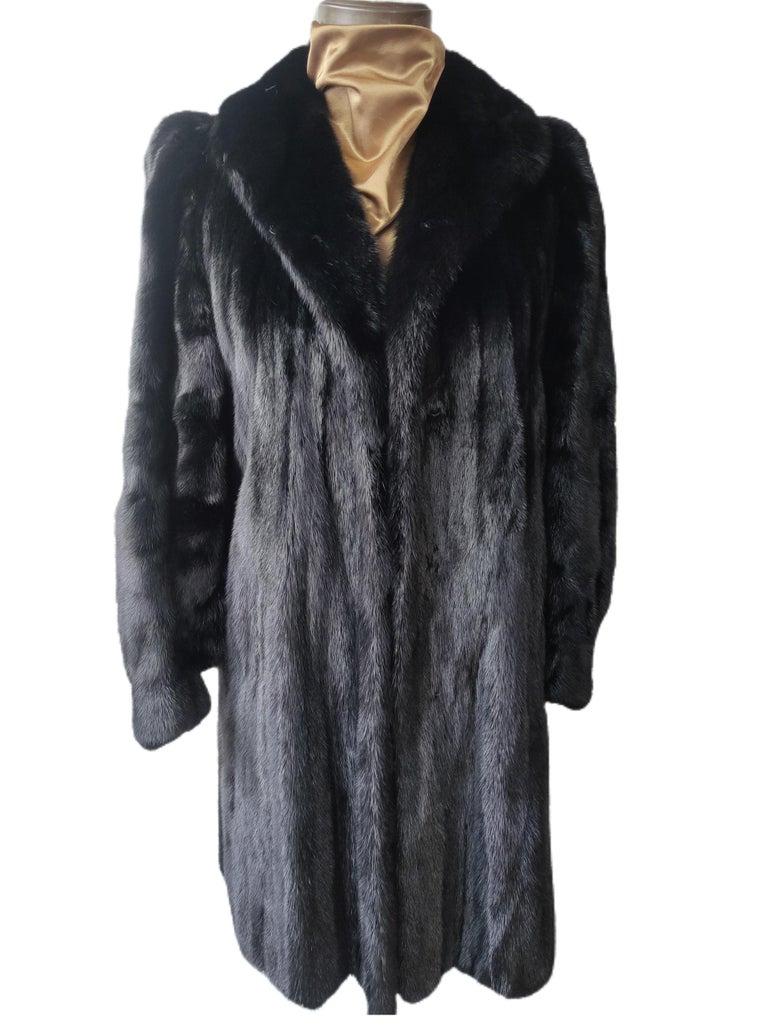 Brand New Christian Dior Black Mink Fur Swing Coat (Size 12-M)
